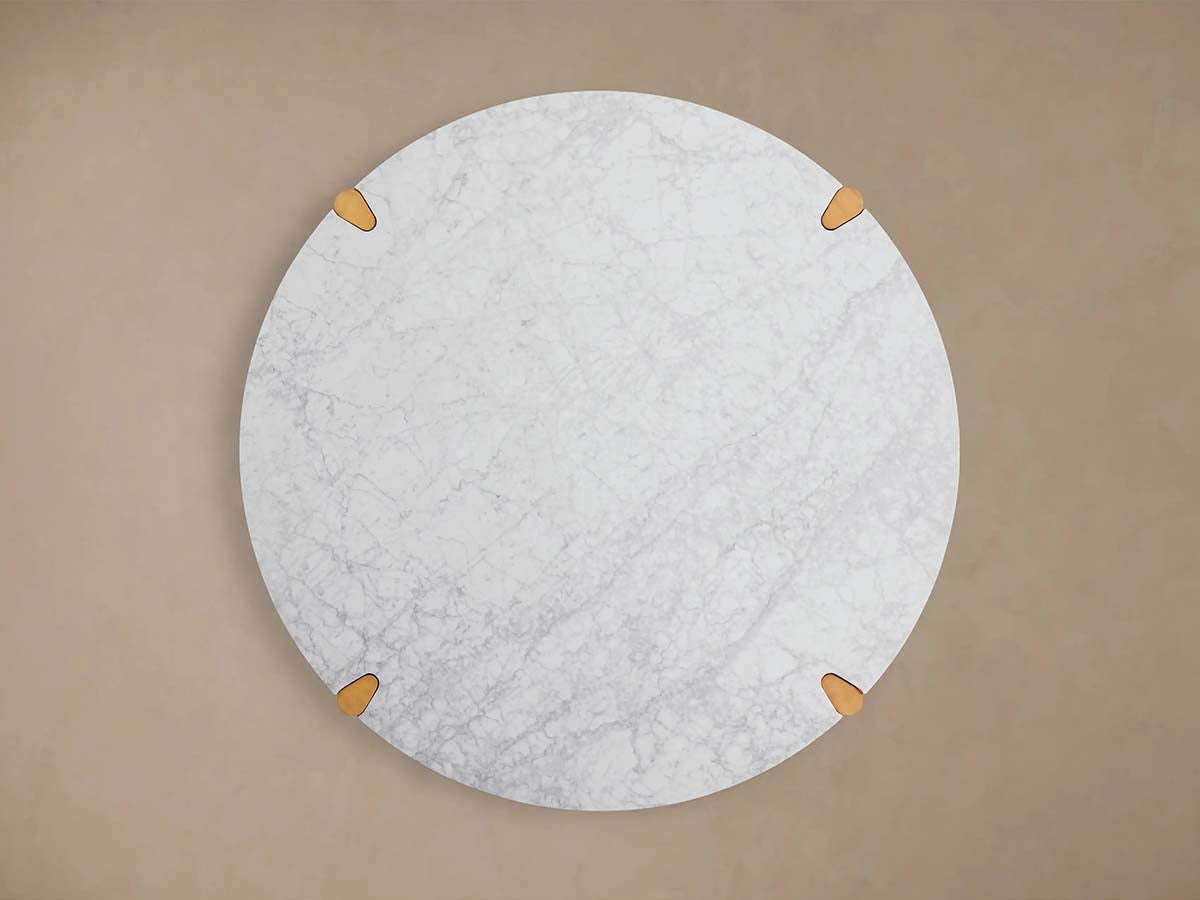 Pyet 48" Round Carrara Marble Top Dining Table with Oak Base