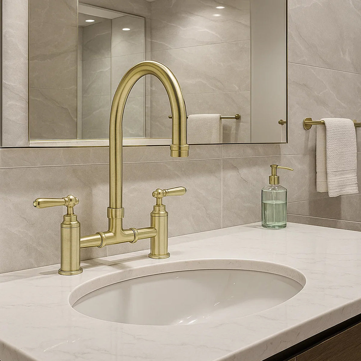 York Bridge Kitchen Set Aged Brass