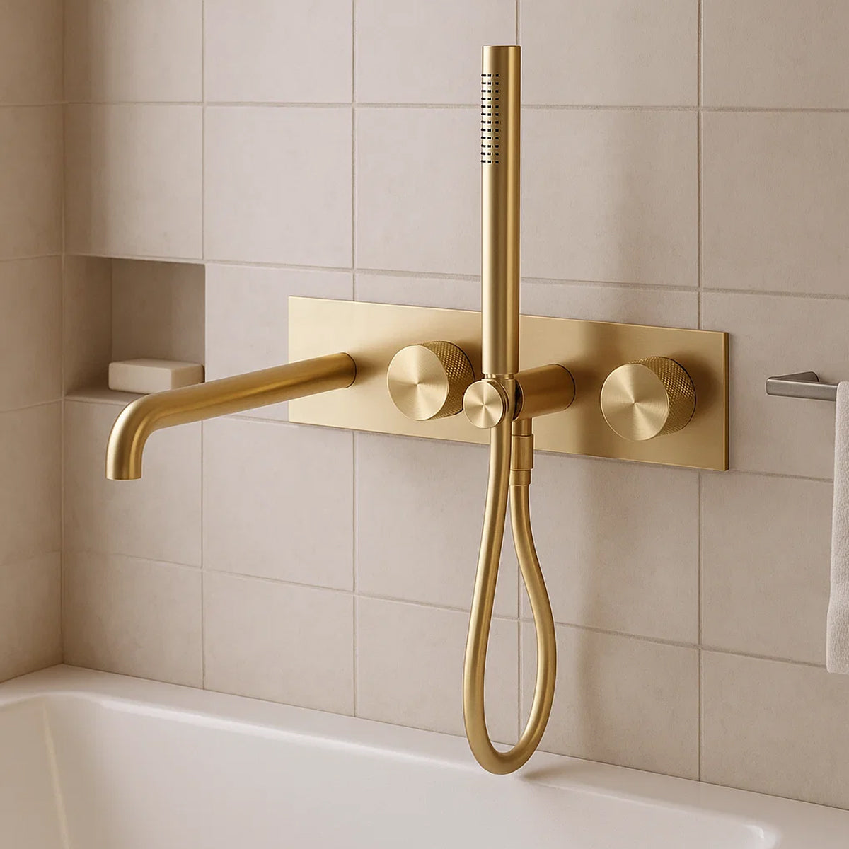 Opal Progressive Shower System With Spout 250mm Brushed Gold