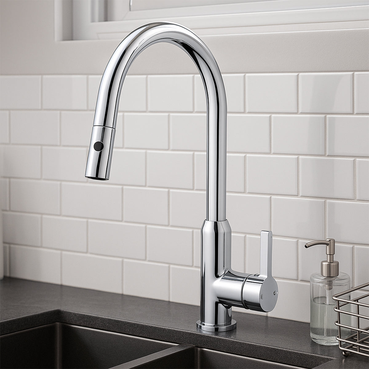 Pearl Pull Out Sink Mixer With Vegie Spray Function Chrome
