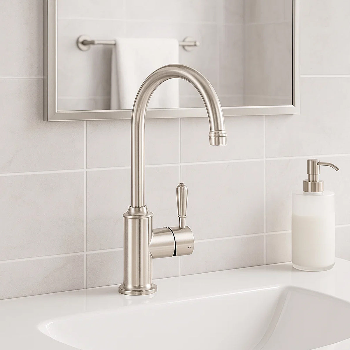 York Kitchen Mixer Gooseneck Spout With Metal Lever Chrome