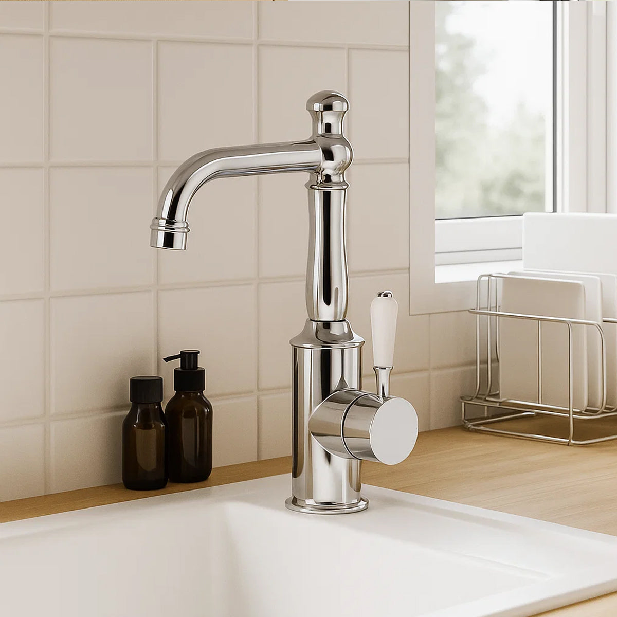York Basin Mixer With Metal Lever Chrome