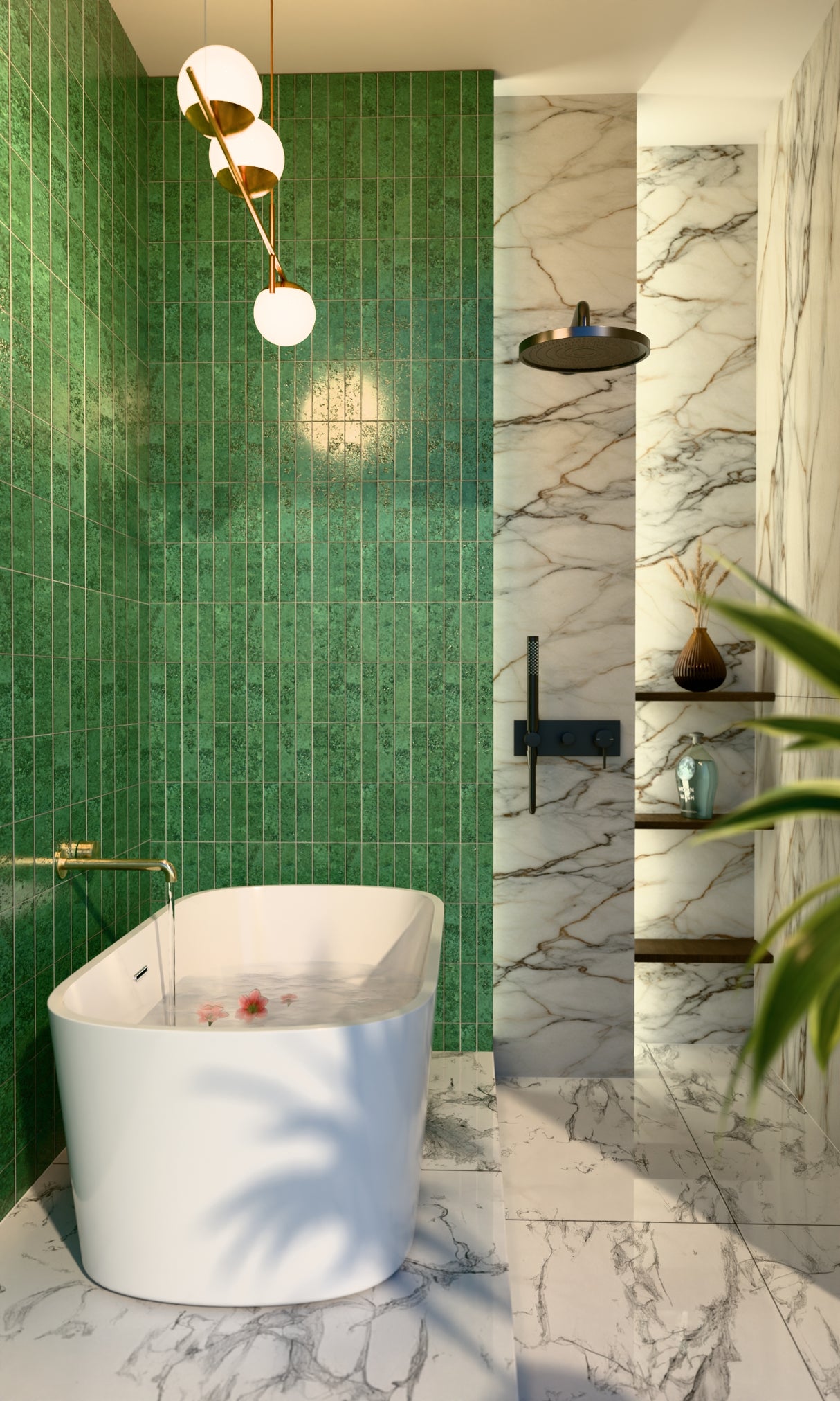 Kara Progressive Wall Basin/Bath Set 185mm Brushed Gold