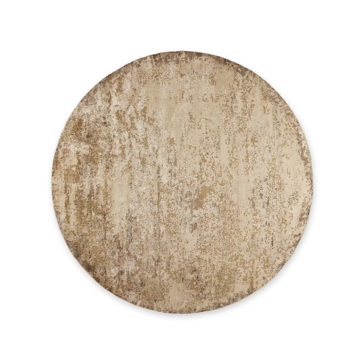 Viona Hand-Knotted Round Rug Wool & Rayon Blend Carpet