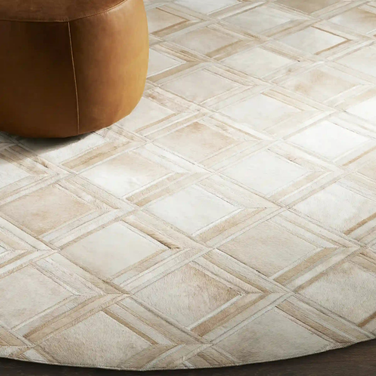 Greer Natural Hair-on-Hide Rug Round Carpet For Living rooms Dining Spaces Bedrooms