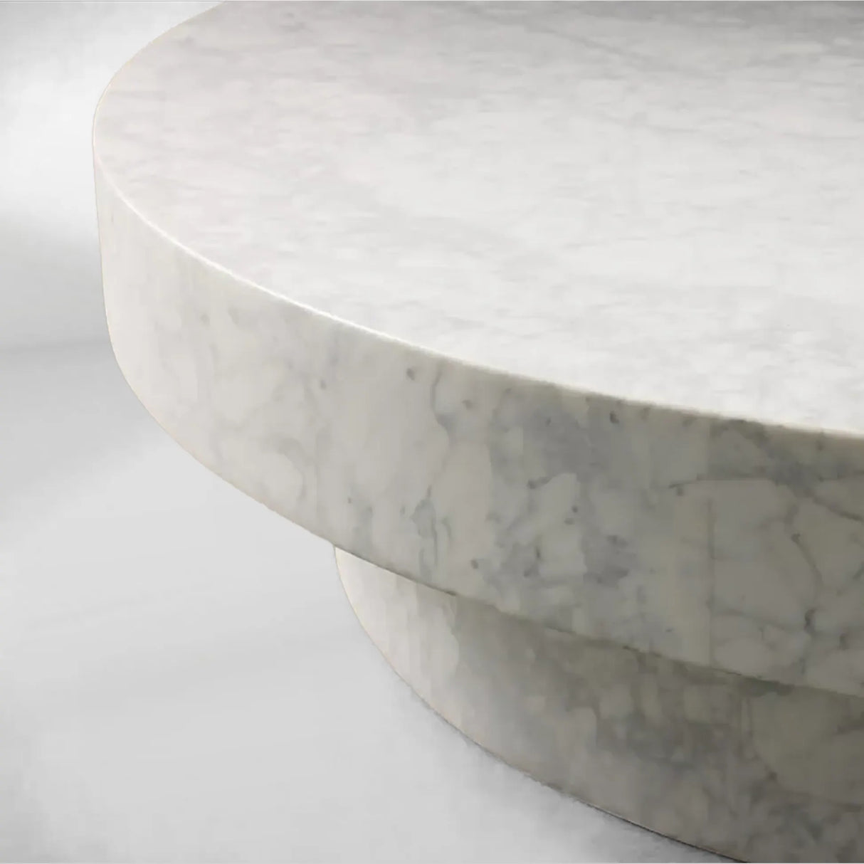 Cinzia Natural Marble Round Coffee Table Stone Cocktail Table Plinth Base Sofa Center Tea Table