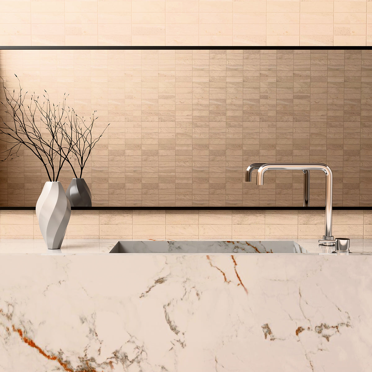 Mecca Hob Basin Mixer Square Swivel Spout Chrome