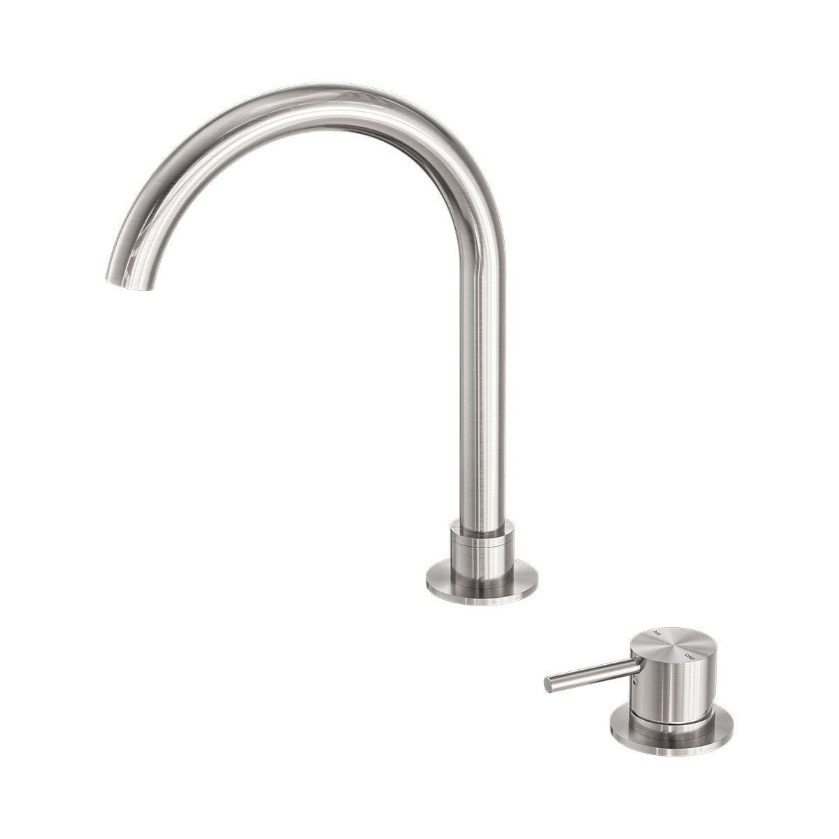 Mecca Hob Basin Mixer Round Swivel Spout Brushed Nickel