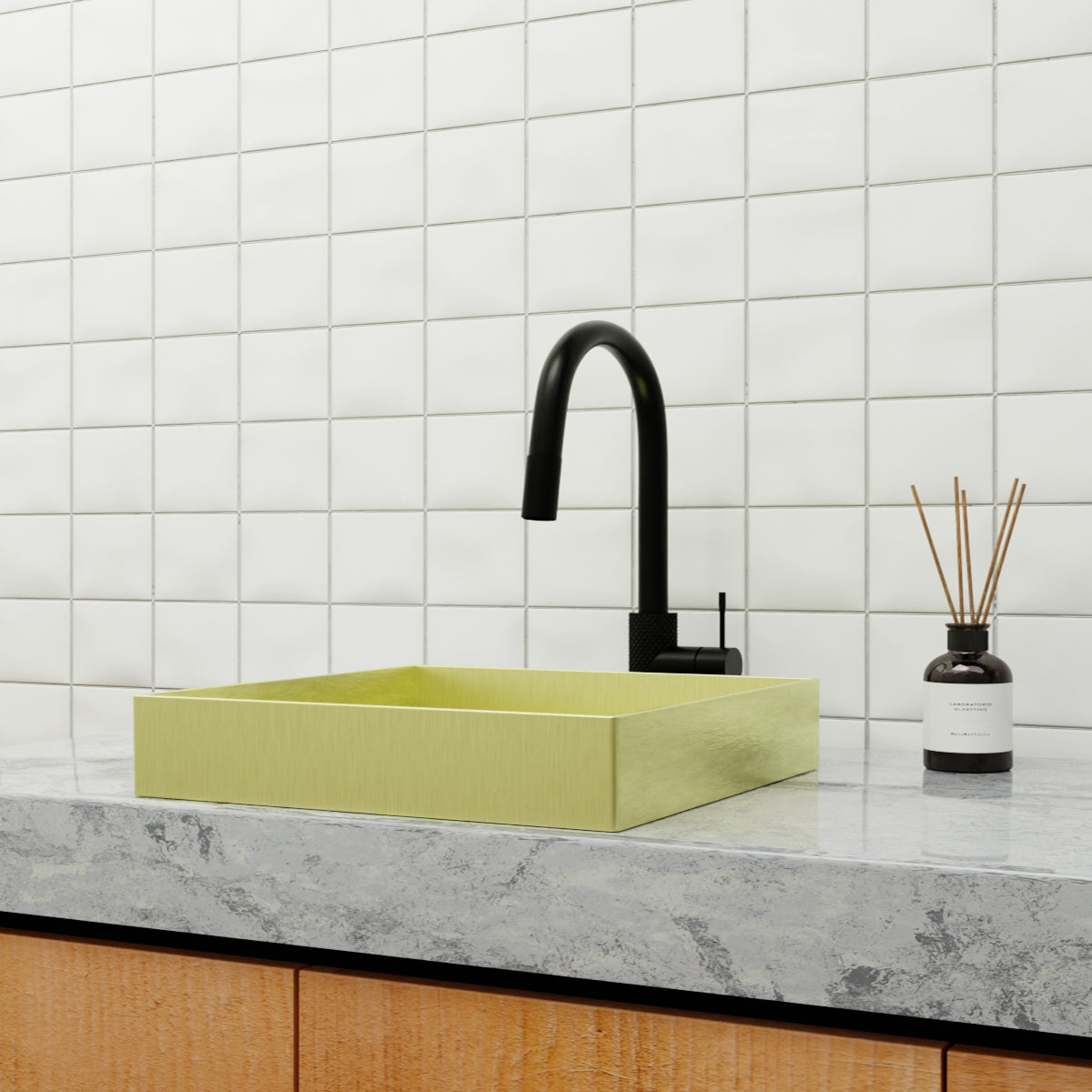 OPAL RECTANGLE STAINLESS STEEL BASIN BRUSHED GOLD