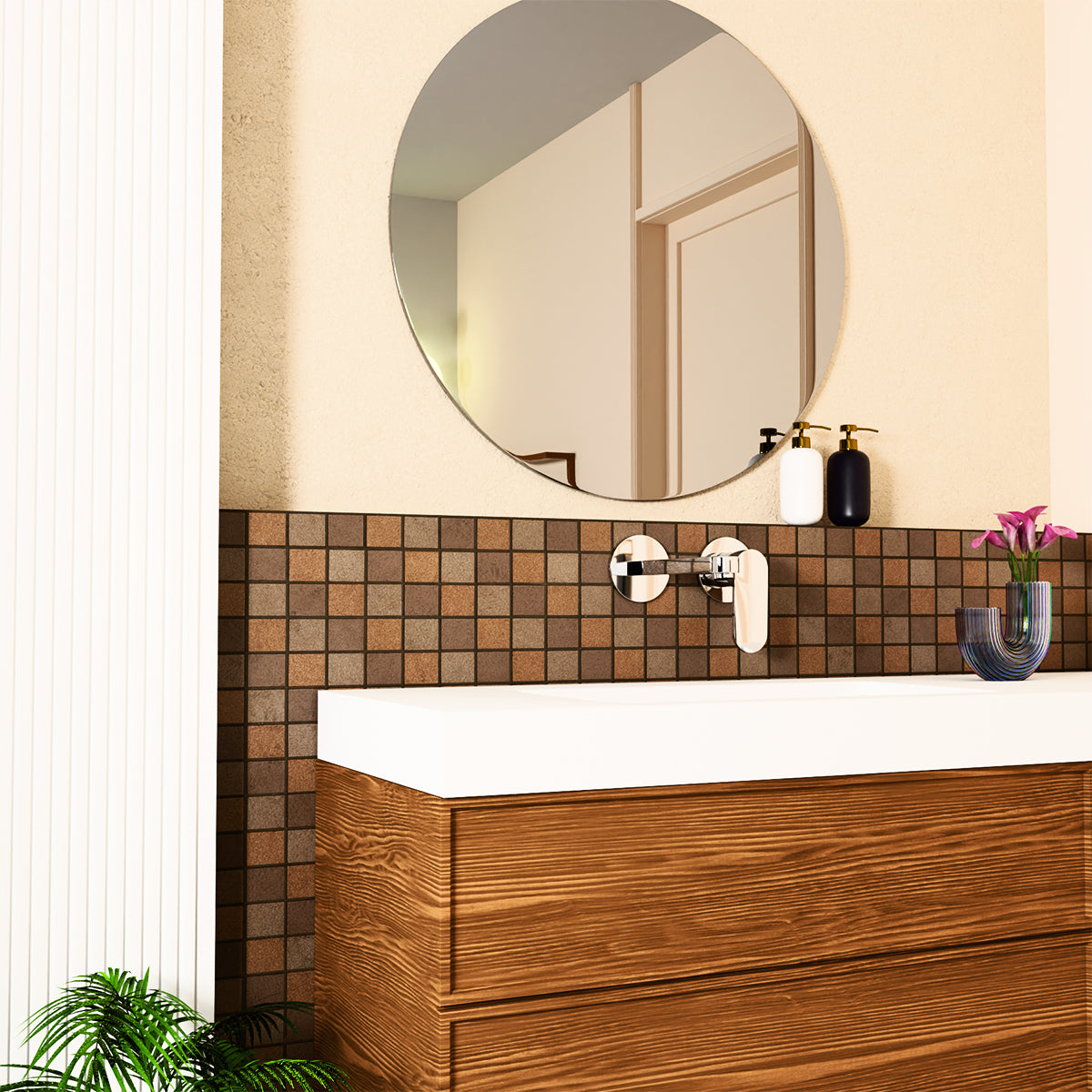 Ecco Wall Basin/Bath Mixer Separate Back Plate Chrome