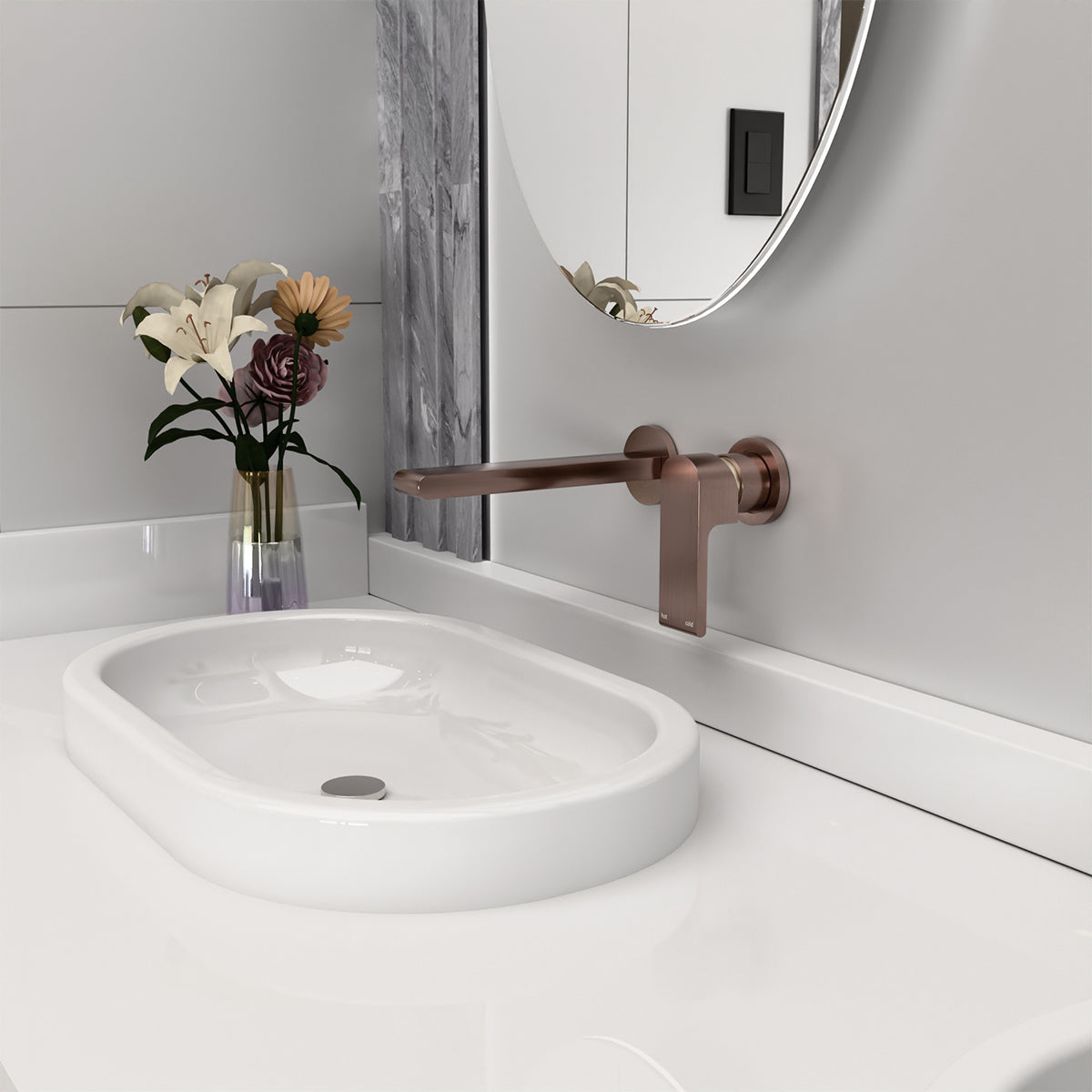Bianca Wall Basin/Bath Mixer Separate Back Plate 230mm Brushed Bronze