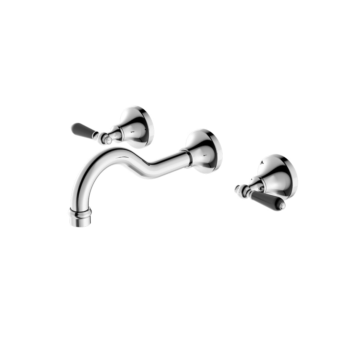 York Wall Basin Set With Black Porcelain Lever Chrome