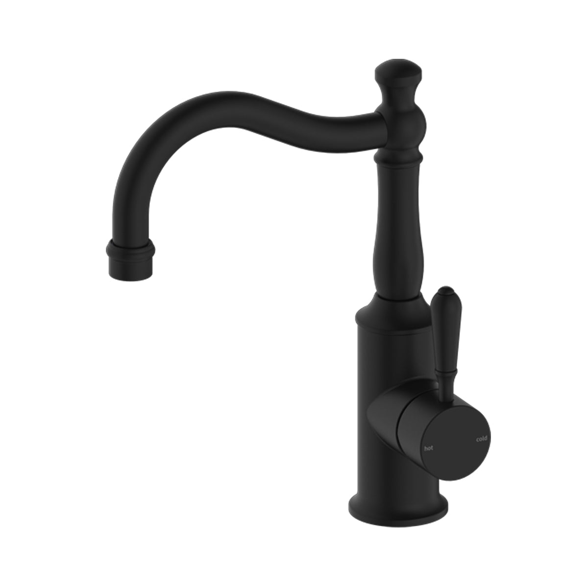 York Basin Mixer Hook Spout With Metal Lever Matte Black