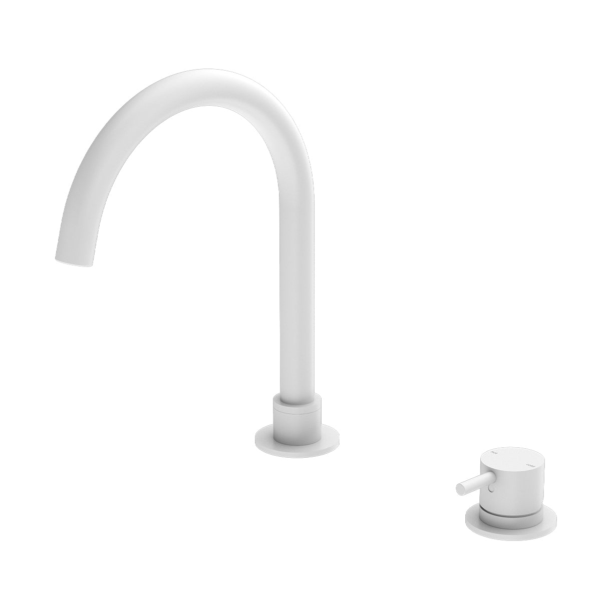 Mecca Hob Basin Mixer Round Swivel Spout Matte White