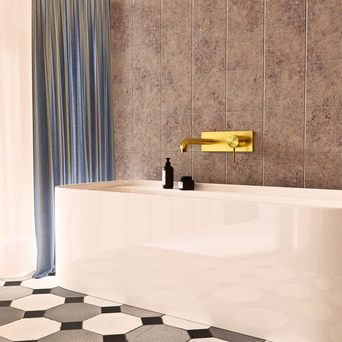 Mecca Wall Basin/Bath Mixer 260mm Brushed Gold