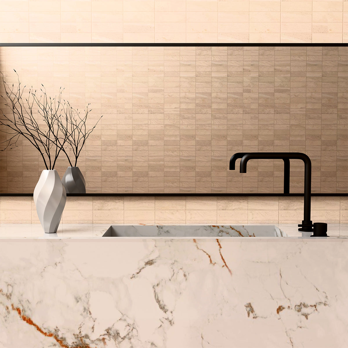 Mecca Hob Basin Mixer Square Swivel Spout Matte Black