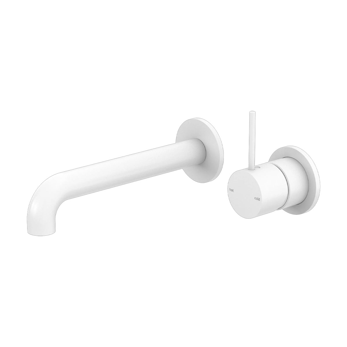 Mecca Wall Basin/Bath Mixer Separate Back Plate Handle Up 230mm Matte White
