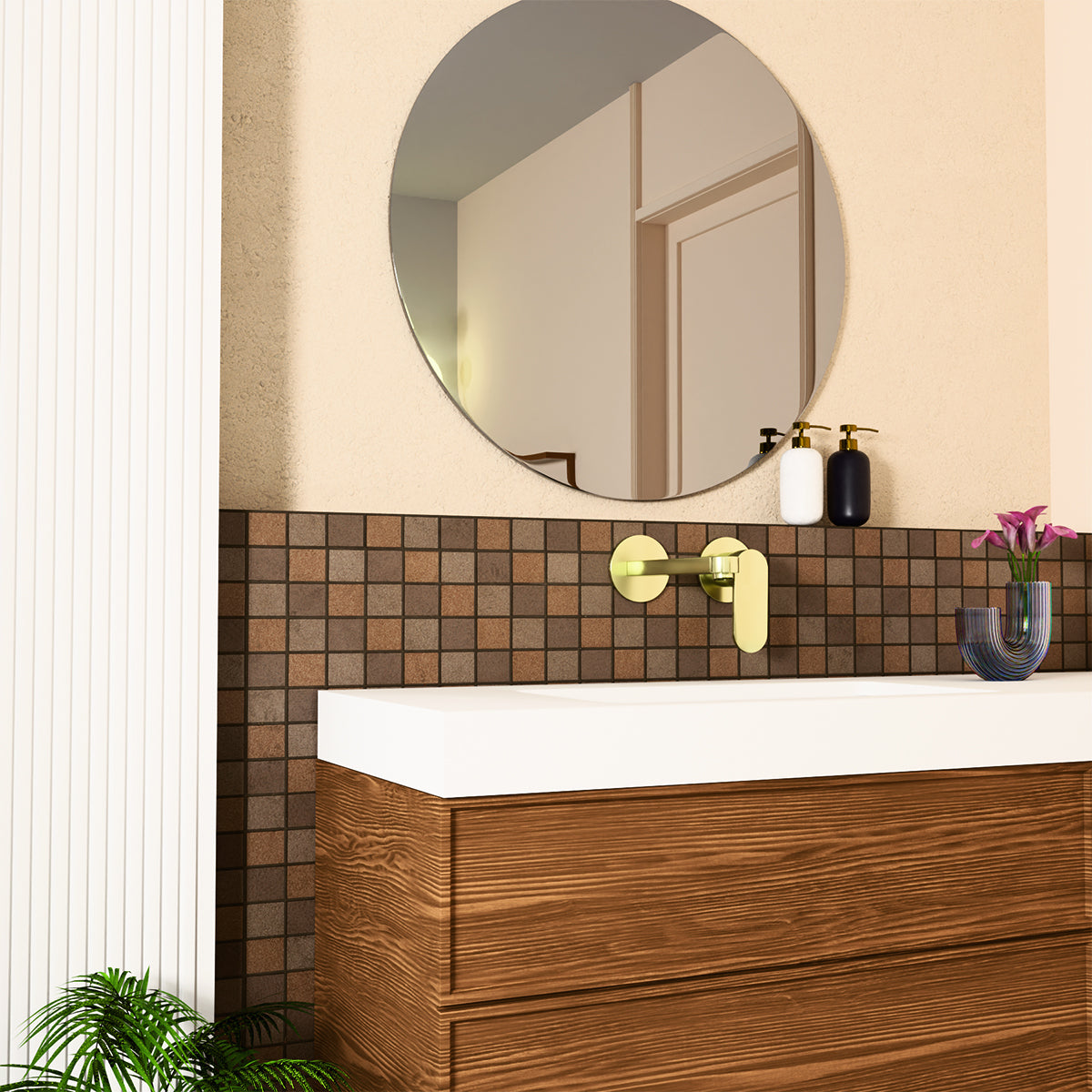 Ecco Wall Basin/Bath Mixer Separate Back Plate Brushed Gold