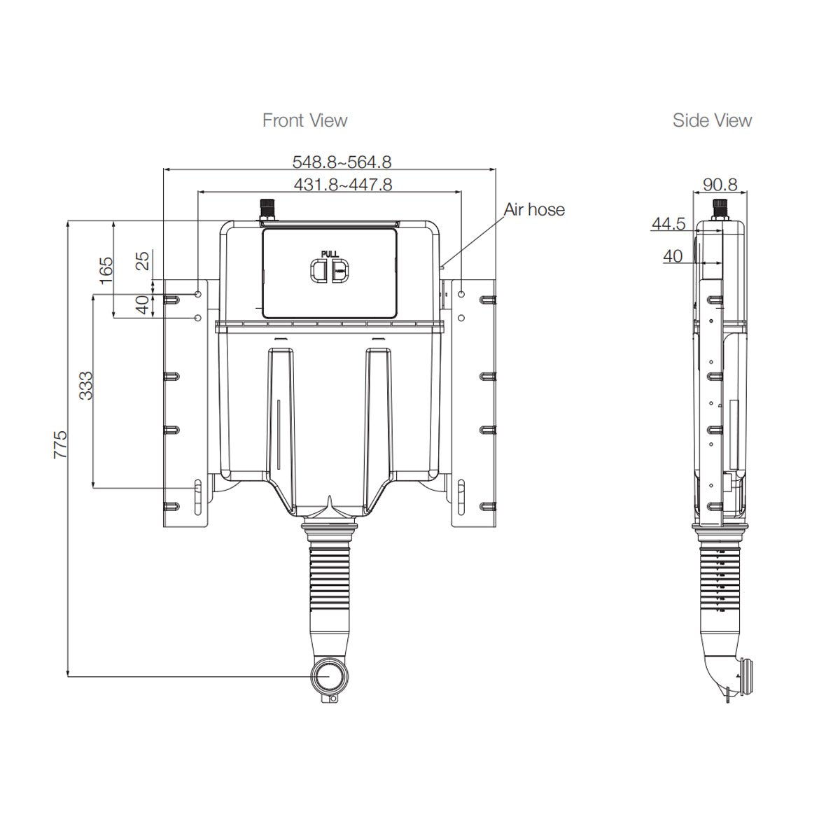 Pneumatic In-wall Cistern 90mm Wall Faced