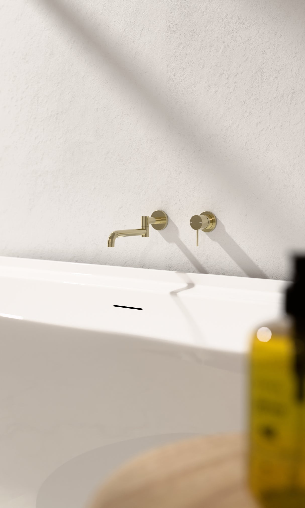 Mecca Wall Basin/Bath Mixer Swivel Spout 225mm Brushed Gold