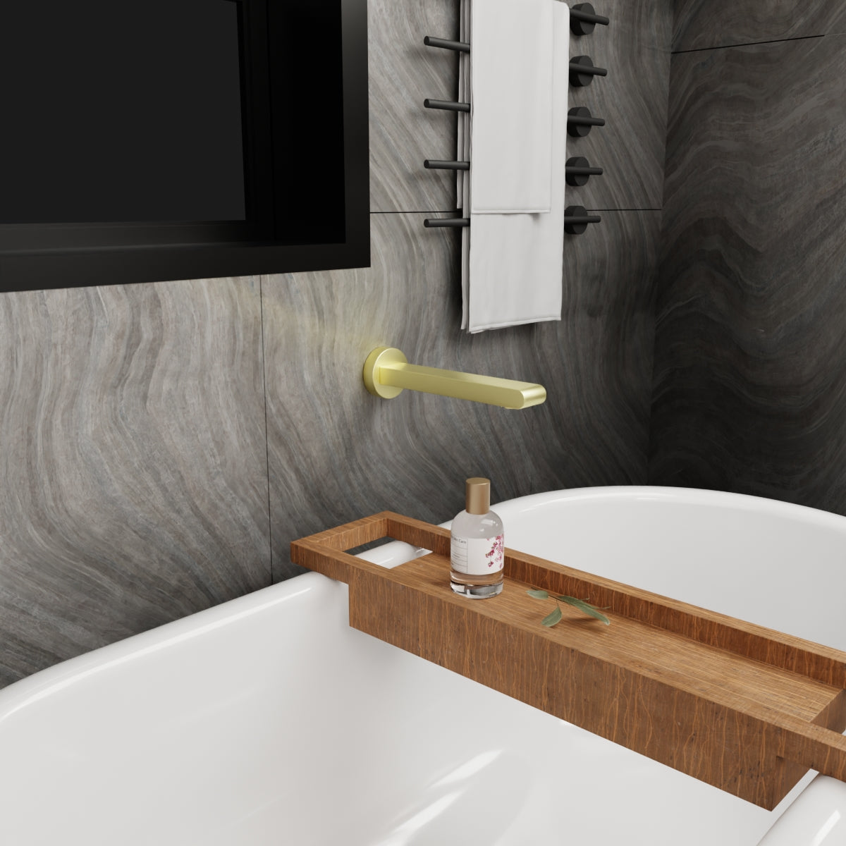 Bianca Fixed Bath Spout Only 240mm Brushed Gold