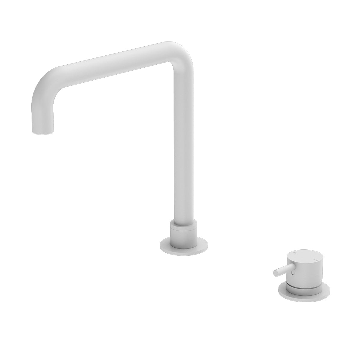 Mecca Hob Basin Mixer Square Swivel Spout Matte White