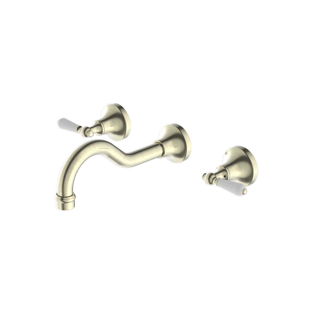 York Wall Basin Set With White Porcelain Lever Aged Brass