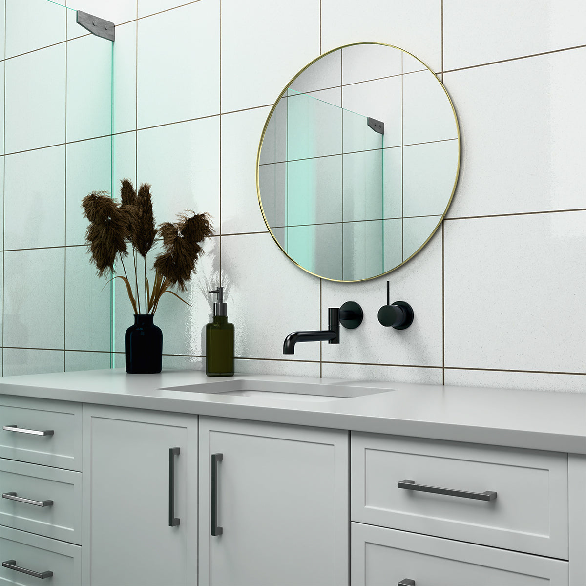 Mecca Shower Mixer Handle Up 80mm Plate Matte Black