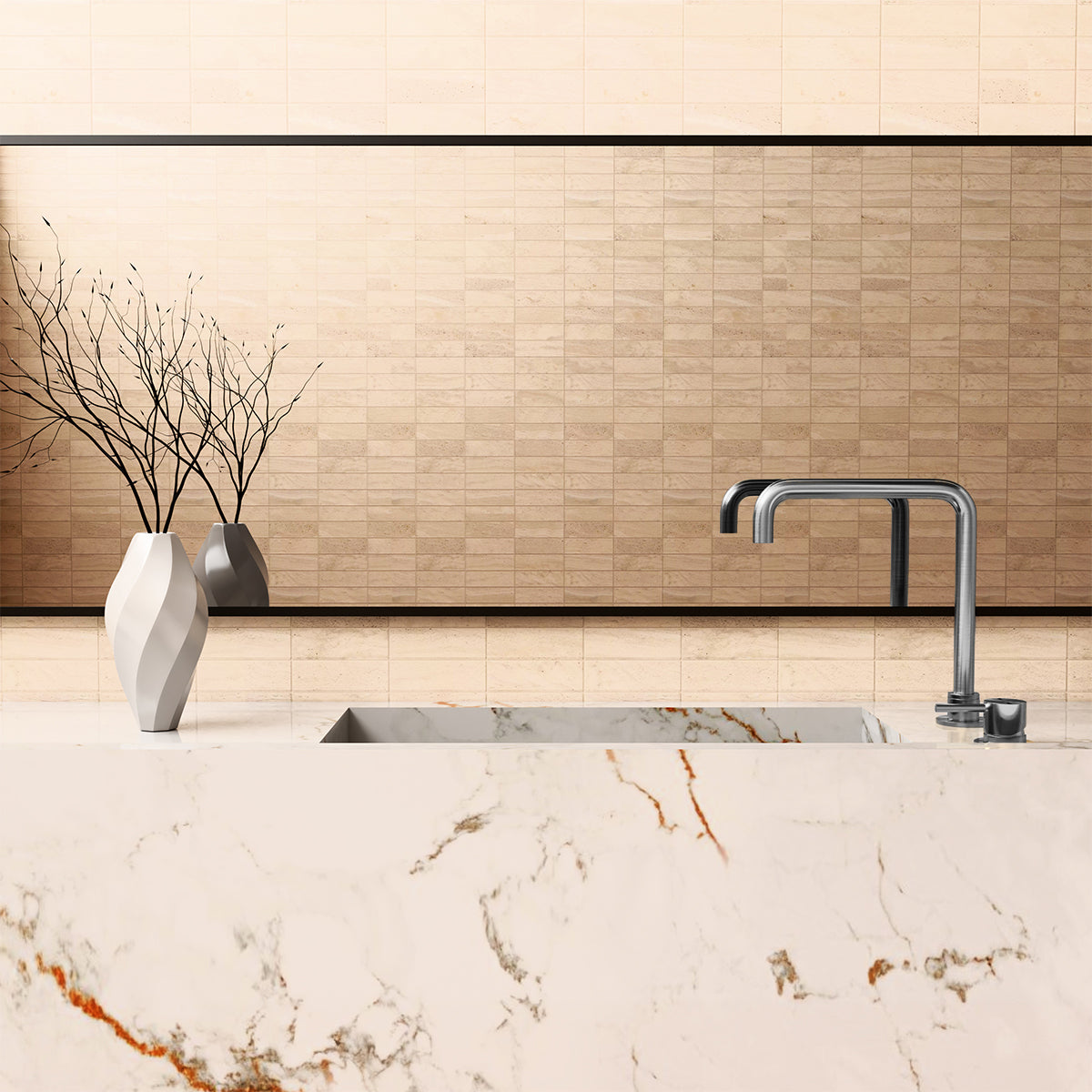 Mecca Hob Basin Mixer Square Swivel Spout Gun Metal