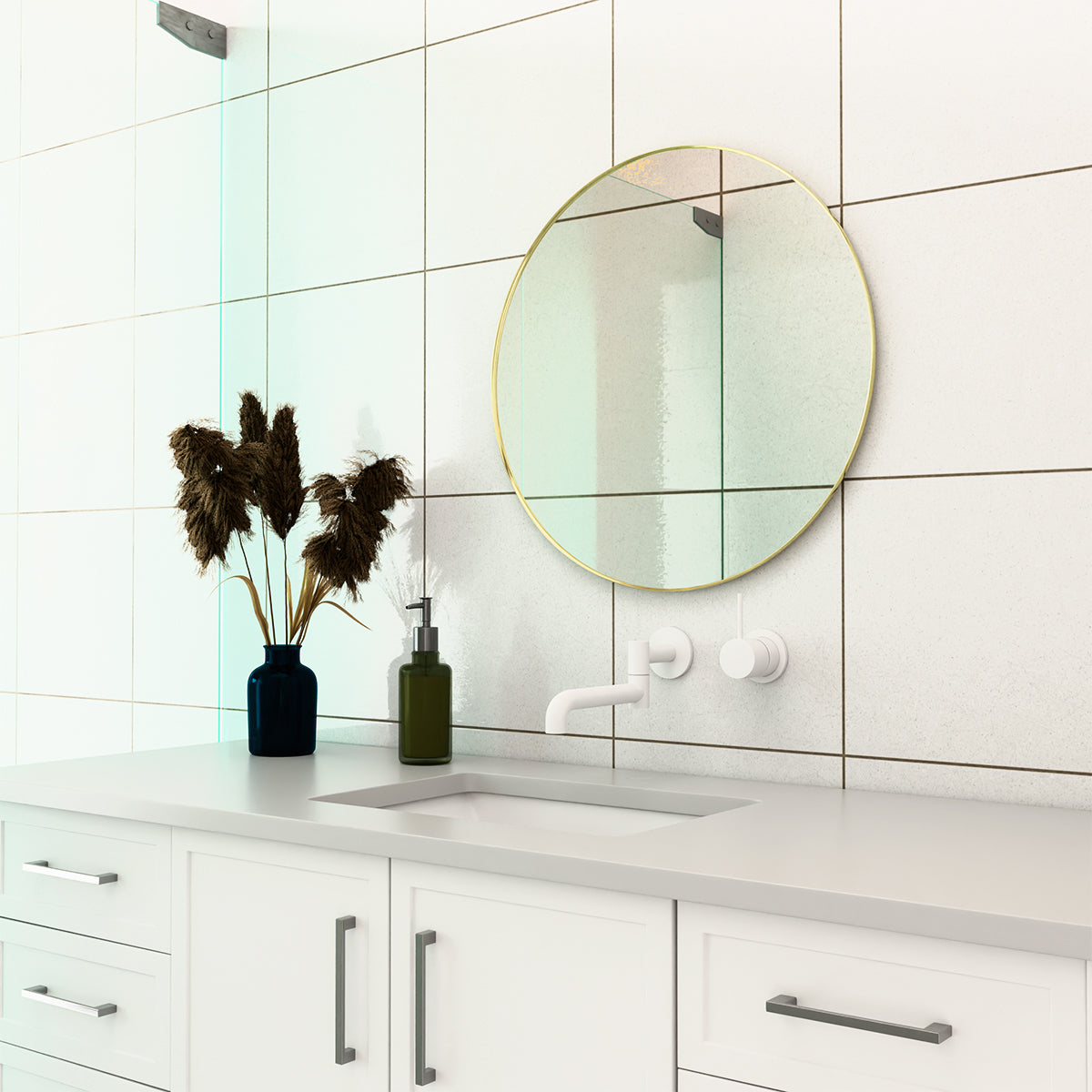 Mecca Shower Mixer Handle Up 80mm Plate Matte White