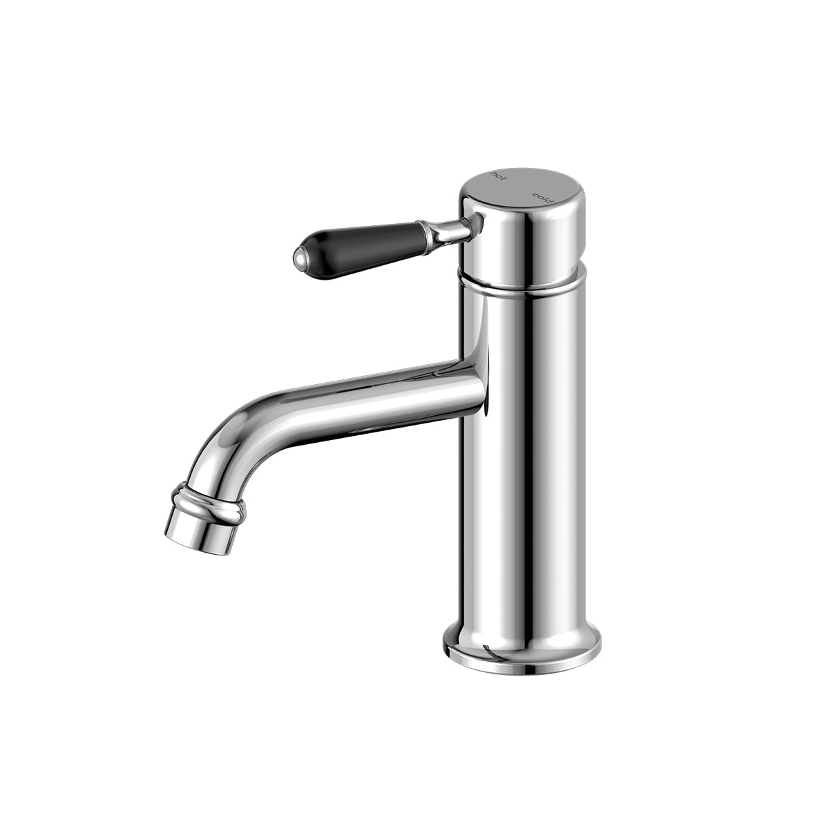 York Straight Basin Mixer With Black Porcelain Lever Chrome