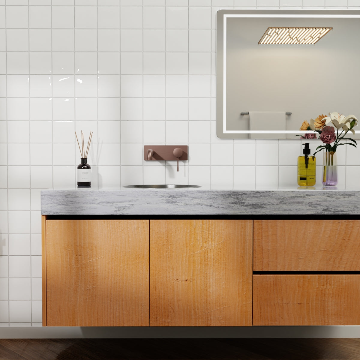 Opal Wall Basin/Bath Mixer 120mm Brushed Bronze