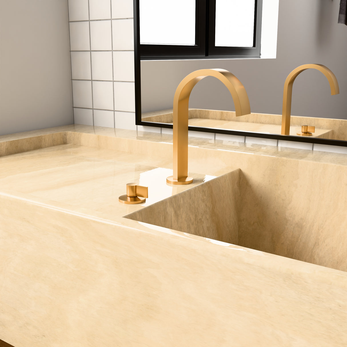 Components Basin Spout - Ribbon Brushed Brass