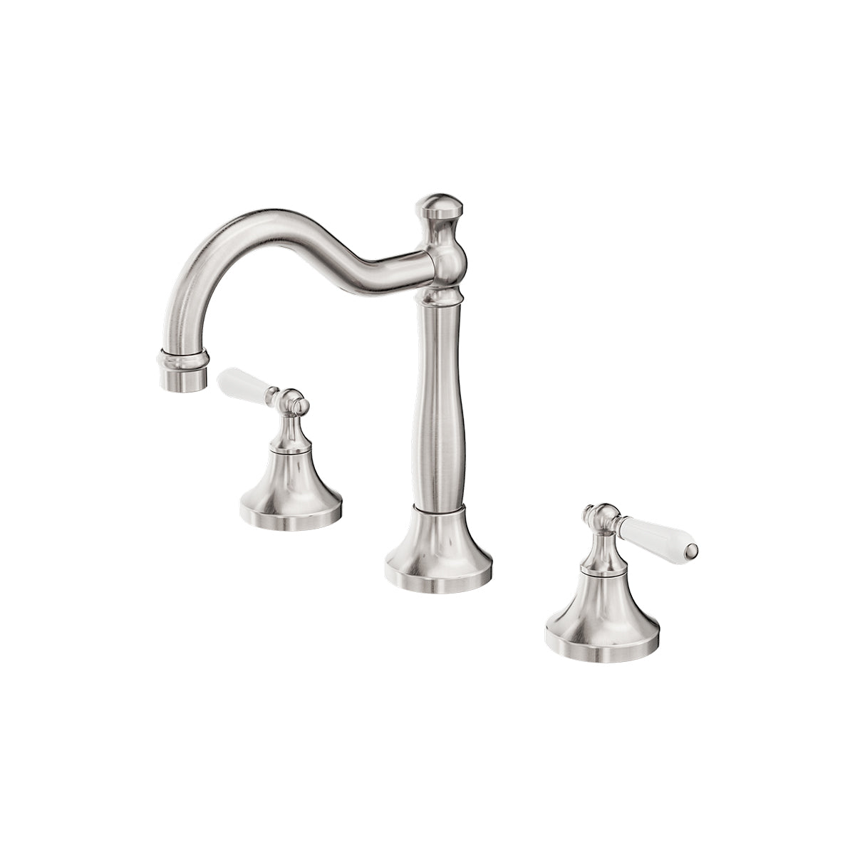 York Basin Set With White Porcelain Lever Brushed Nickel