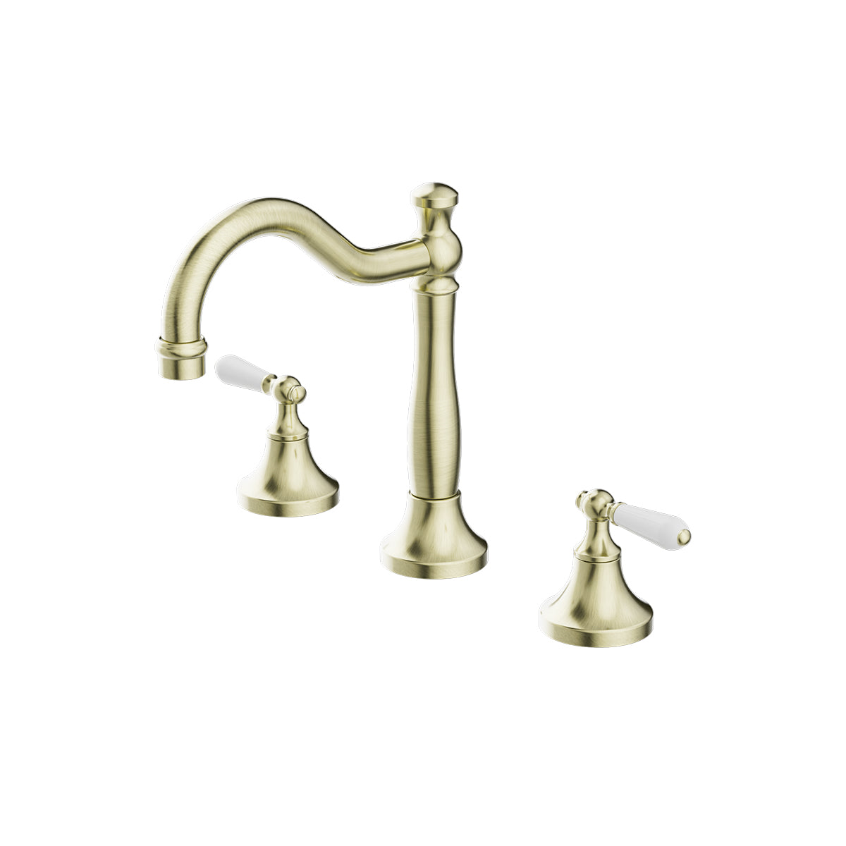 York Basin Set With White Porcelain Lever Aged Brass
