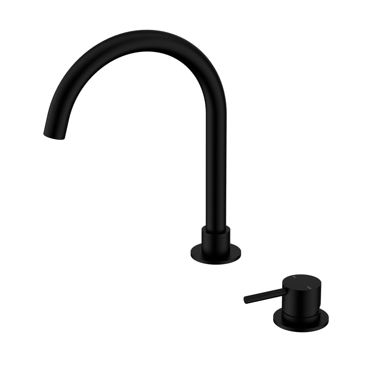 Mecca Hob Basin Mixer Round Swivel Spout Matte Black