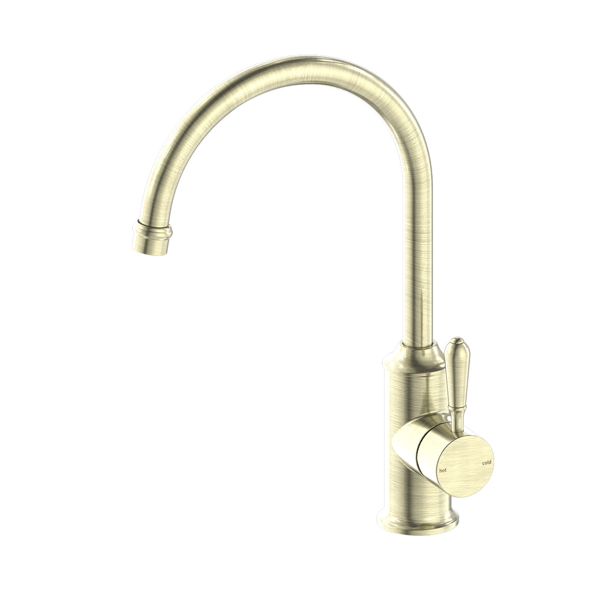 York Kitchen Mixer Gooseneck Spout With Metal Lever Aged Brass