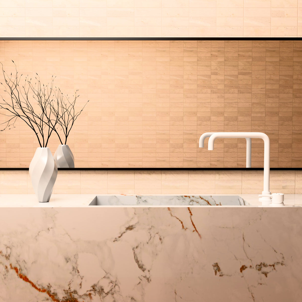 Mecca Hob Basin Mixer Square Swivel Spout Matte White