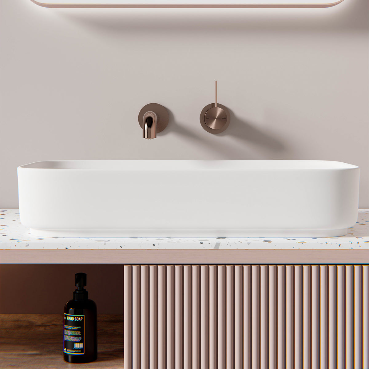 Mecca Wall Basin Mixer Separate Back Plate Handle Up 185mm Spout Brushed Nickel