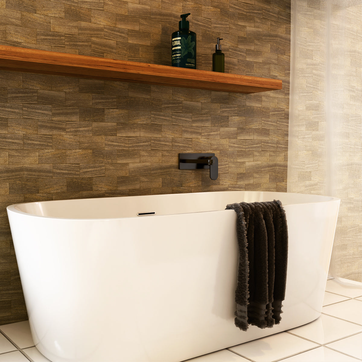 Ecco Wall Basin/Bath Mixer Matte Black