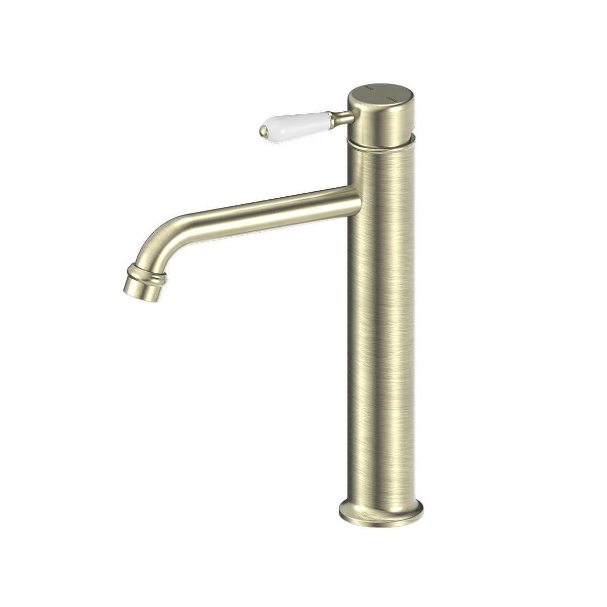 York Straight Tall Basin Mixer With White Porcelain Lever Aged Brass