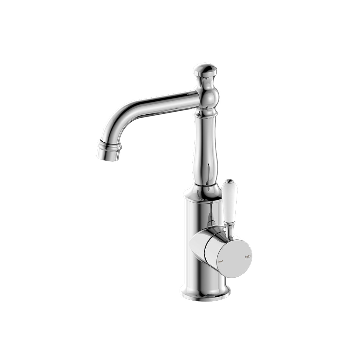 York Basin Mixer With White Porcelain Lever Chrome