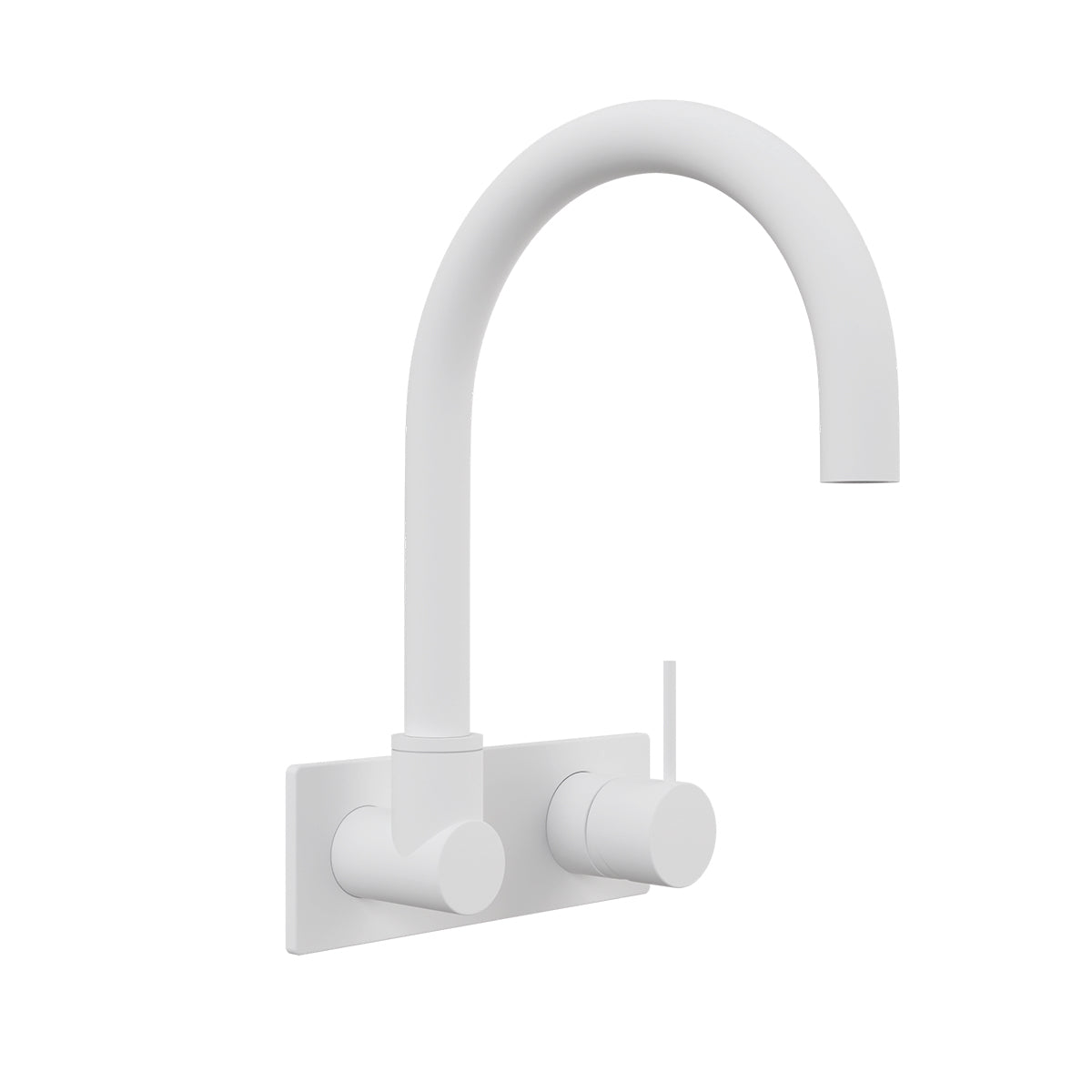 Mecca Wall Basin/Bath Mixer Swivel Spout Handle Up Matte White