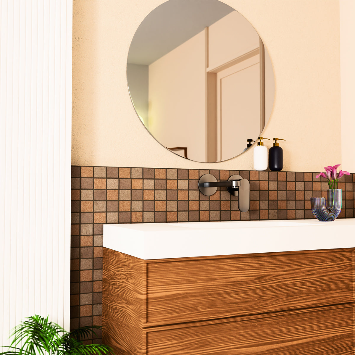 Ecco Wall Basin/Bath Mixer Separate Back Plate Matte Black