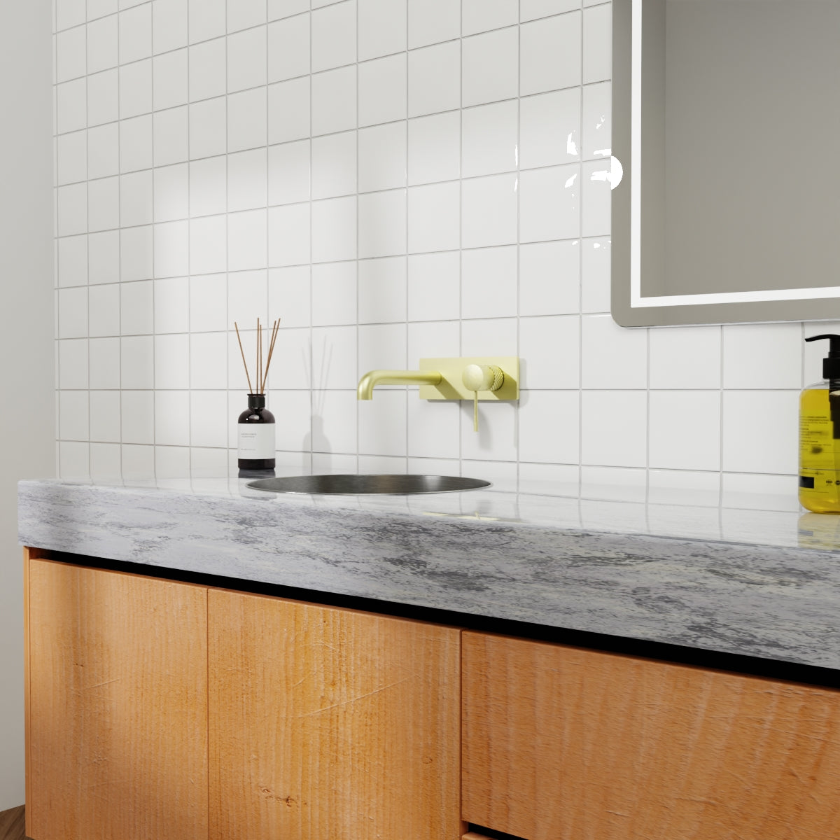 Opal Wall Basin/Bath Mixer 185mm Brushed Gold