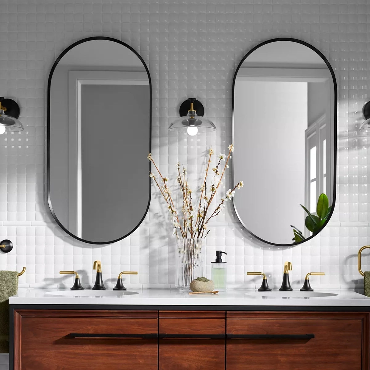 Essential 20"x 40" Capsule Decorative Mirror Brushed Nickel 26051-BNL