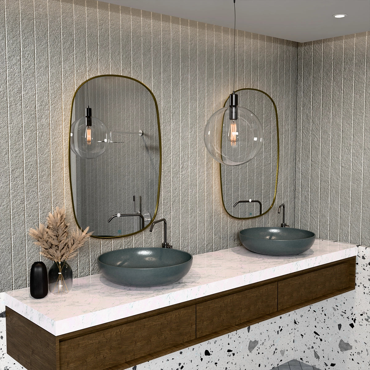 24"×36" Oval LED Mirror with Dual-Touch Dimmer/Defogger & Built-in Aromatherapy, 3CCT Back-Lit, Fingerprint-Proof Stainless Frame, 45° Wall-Mounted