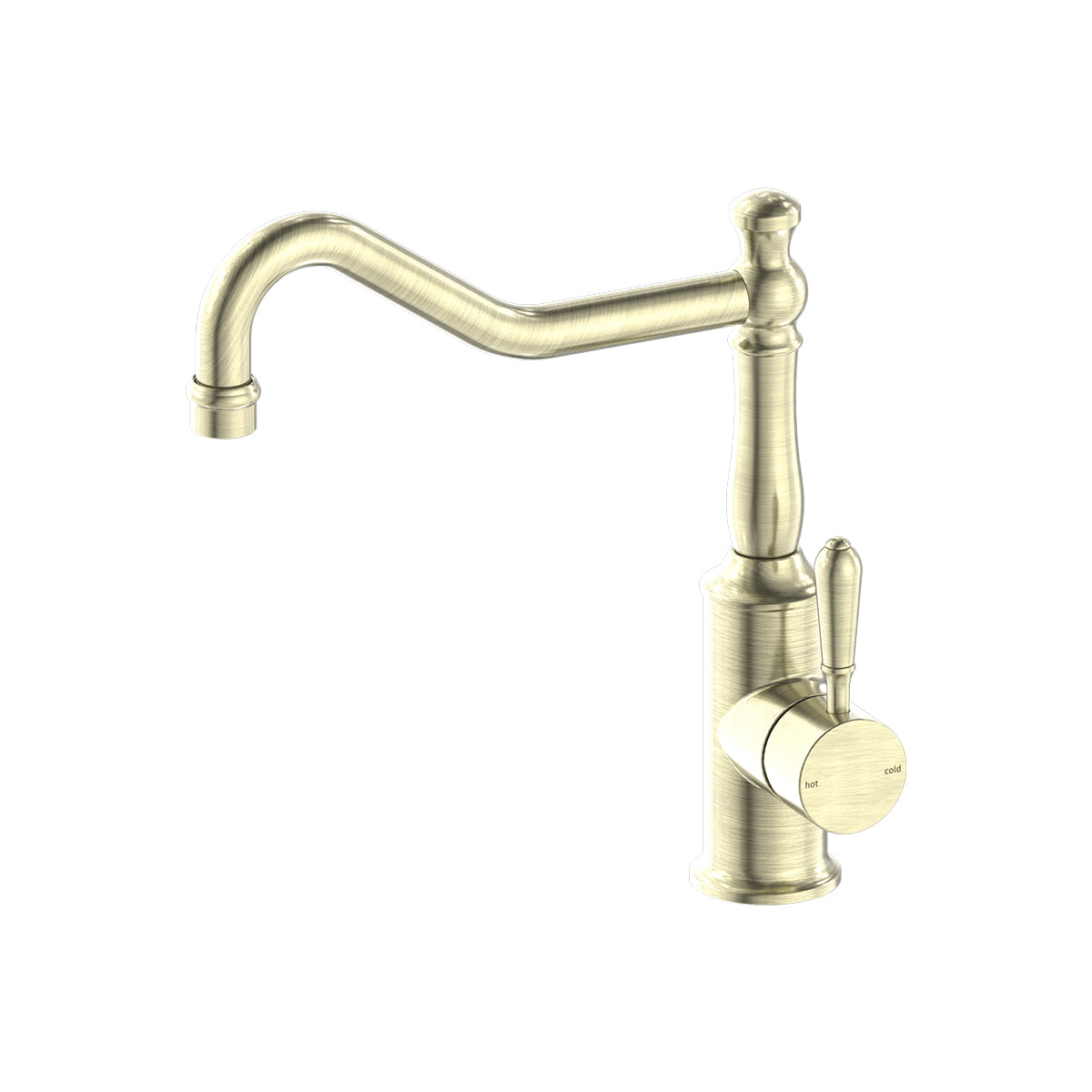 York Kitchen Mixer Hook Spout With Metal Lever Aged Brass