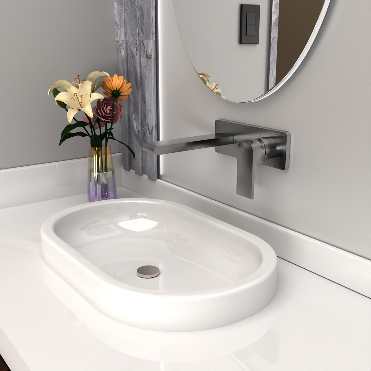 Bianca Wall Basin/Bath Mixer 187mm Gun Metal