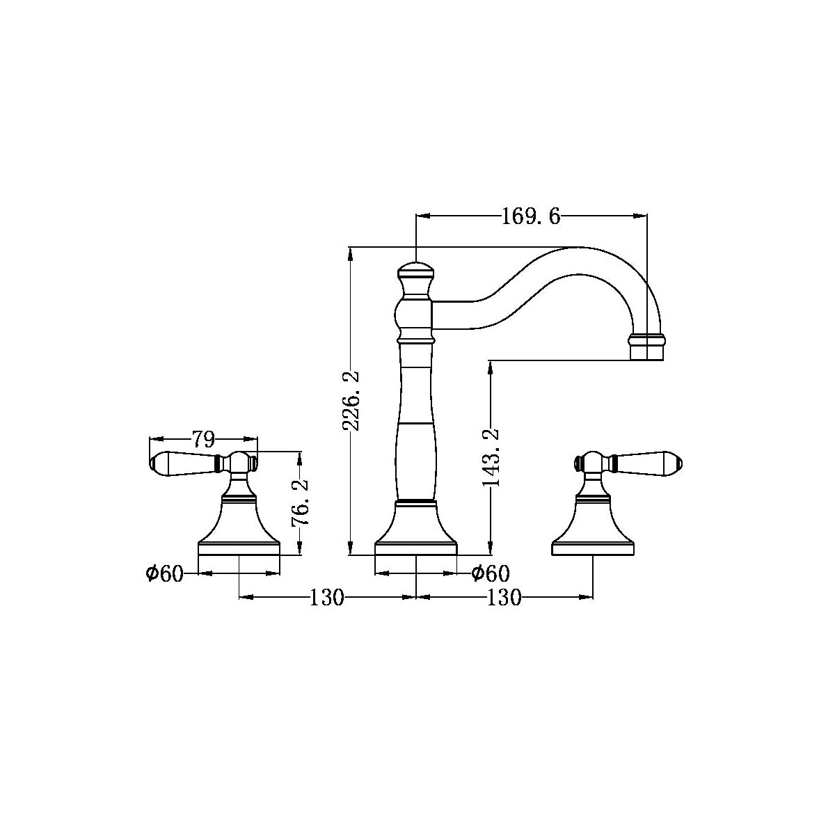 York Basin Set With White Porcelain Lever Aged Brass